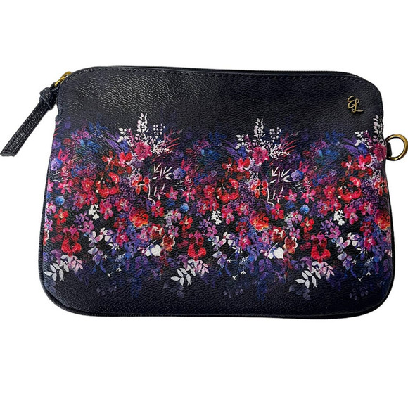 Elliott Lucca Navy Floral Clutch Makeup Bag - Picture 1 of 5